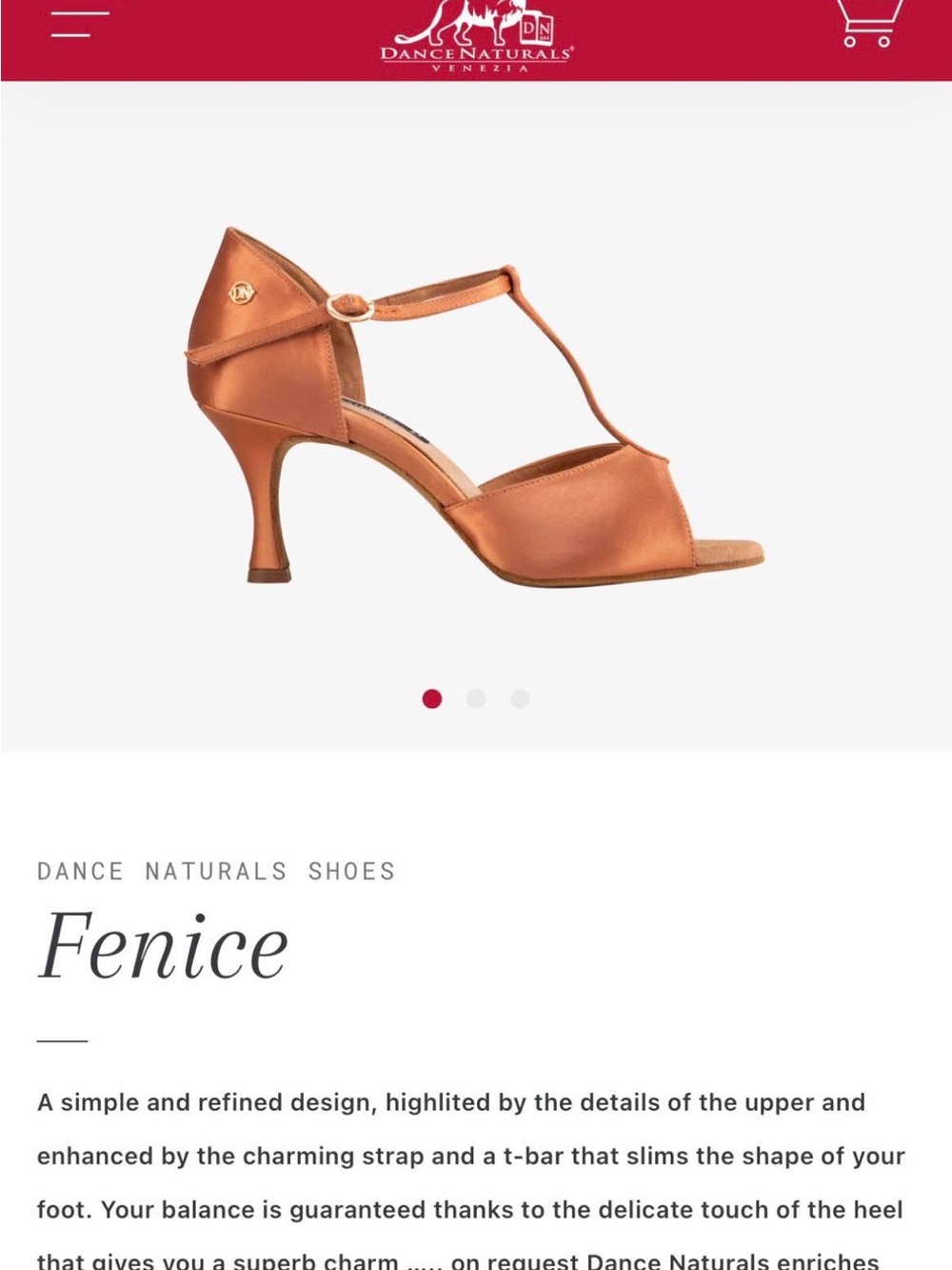 Dance Naturals Fenice Women's T-Strap Latin Dance Heels in Copper